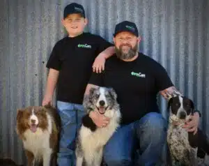 Stryke, Cameron, and their three dogs