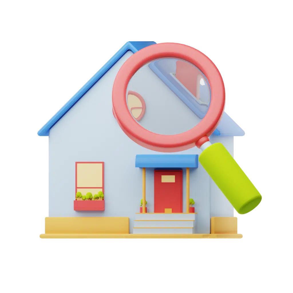 House with a magnifying glass icon