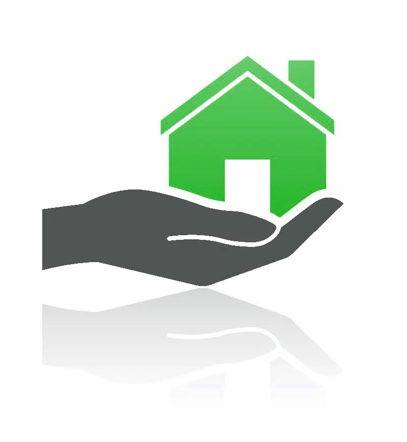 Hand holding a house icon
